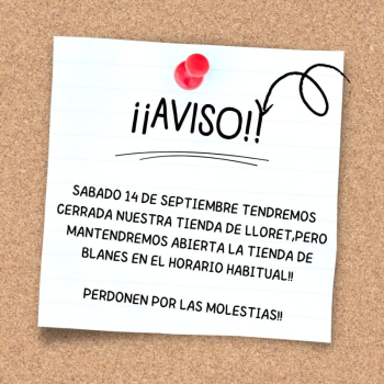 AVIS PER EL NOSTRES CLIENTS!!