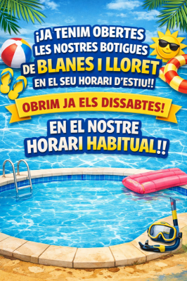 HORARI D´APERTURA DE LES NOSTRE BOTIGUES!!!